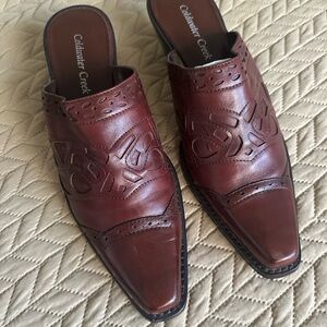 Women's Brown Leather Mules